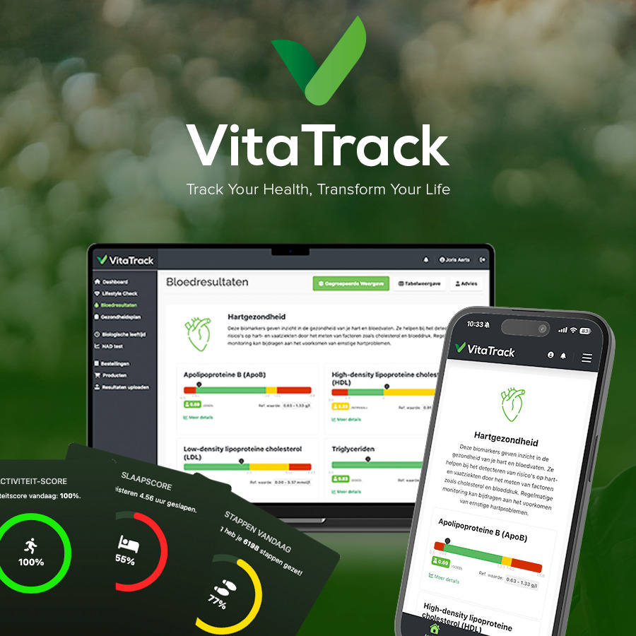 VitaTrack dashboard op laptop en telefoon